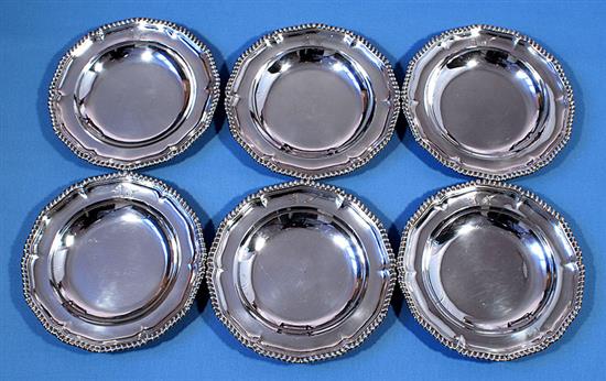 A rare and good set of six George IV silver soup plates, by Paul Storr, Diameter 245mm Total weight 108.5oz/3375grms